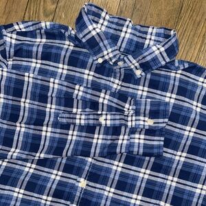 Vineyard Vines Slim Longshore Shirt Linen Blend Blue Plaid Size Large